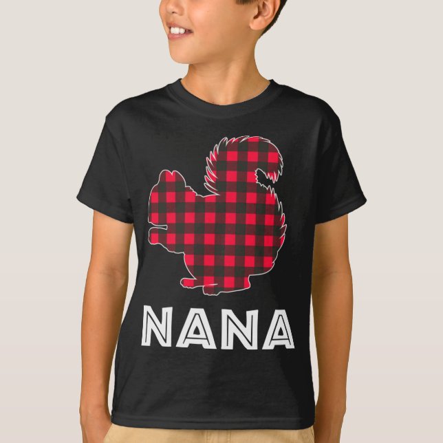 Red Plaid Nana Squirrel Christmas Matching Family  T-Shirt (Front)