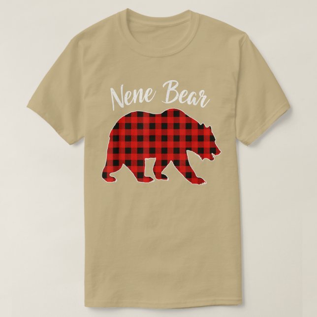Red Plaid Nene Bear Matching Buffalo Family Pajama T-Shirt (Design Front)