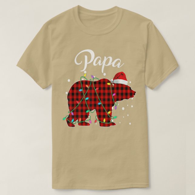 Red Plaid Papa Bear Matching Buffalo Pajama Appare T-Shirt (Design Front)