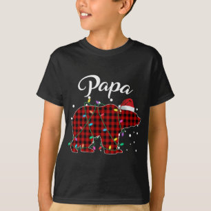 Red Plaid Papa Bear Matching Buffalo Pajama T-Shirt