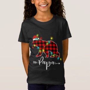 Red Plaid Papa Bear Matching Pajama Family Buffalo T-Shirt