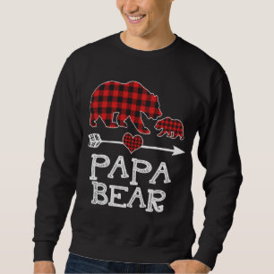 Red Plaid Papa Bear One Cub Matching Buffalo Pajam Sweatshirt