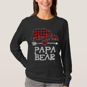 Red Plaid Papa Bear One Cub Matching Buffalo Pajam T-Shirt
