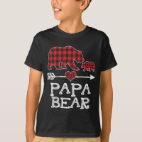 Red Plaid Papa Bear One Cub Matching Buffalo Pajam