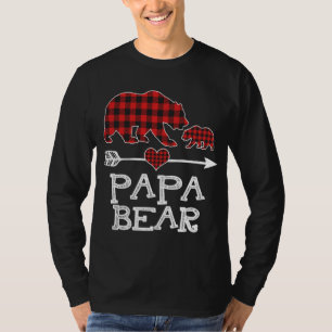 Red Plaid Papa Bear One Cub Matching Buffalo Pajam T-Shirt