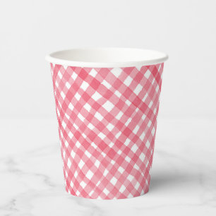 Red Plaid Paper Cups – Watercolor Berry Birthday 