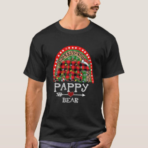 Red Plaid Pappy Bear Christmas Rainbow Pajama Matc T-Shirt