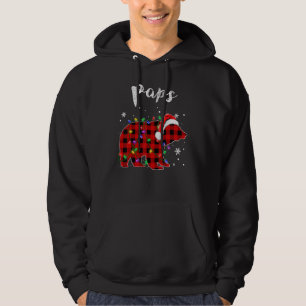 Red Plaid Paps Bear Buffalo Matching Family Pajama Hoodie