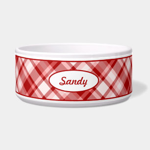 Red Plaid Pattern With Custom Pet Name