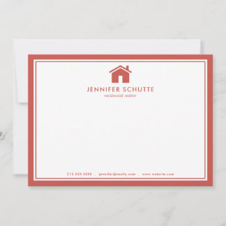 Red Plaid Personalised Realtor Stationery Flat Card