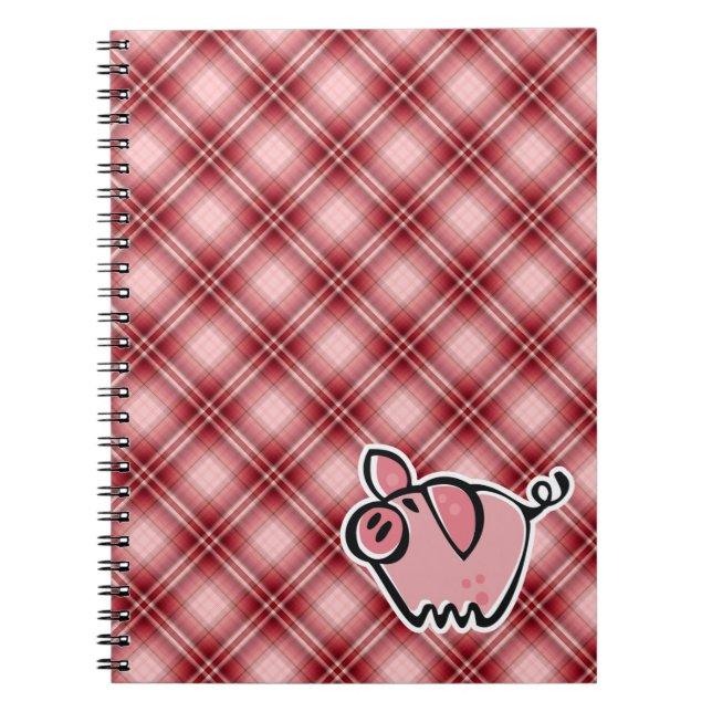 Red Plaid Pig Notebook (Front)