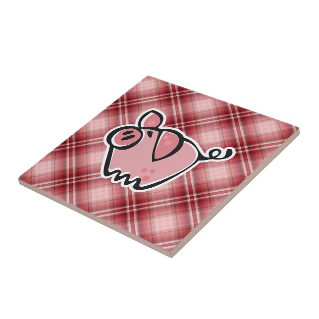 Red Plaid Pig Tile (Side)