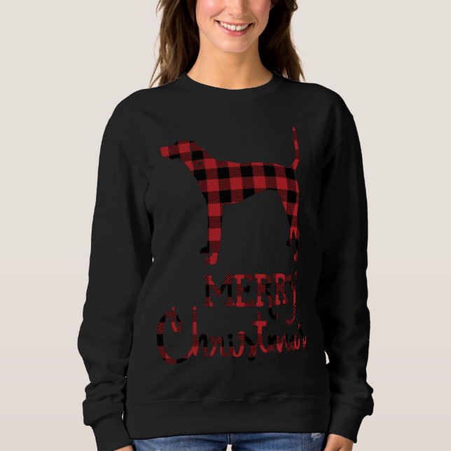 Red Plaid Plott Hound Lover Christmas Matching Fam Sweatshirt (Front)
