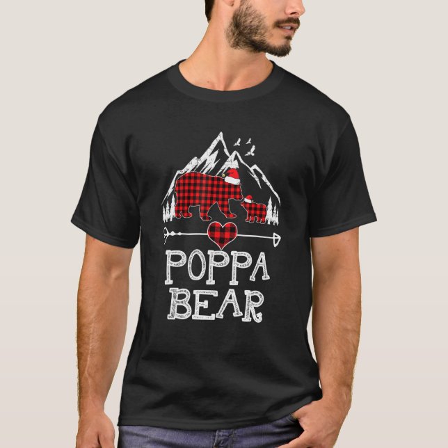 Red Plaid Poppa Bear  Matching Pajama Family  1 T-Shirt (Front)