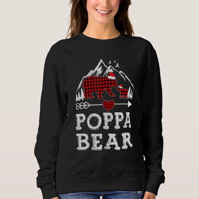 Red Plaid Poppa Bear  Matching Pajama Family Sweatshirt (Front)