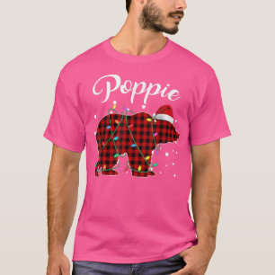 Red Plaid Poppie Bear Matching Buffalo Pajama T-Shirt