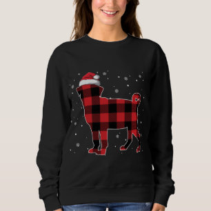 Red Plaid Pug Christmas Santa Hat Pajama Gift Dog Sweatshirt