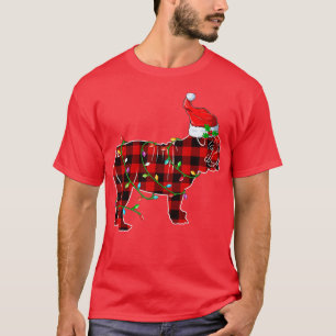 Red Plaid Puppy Lover Santa Xmas English Bulldog D T-Shirt
