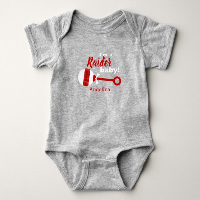 Red Plaid Rattle Raider Baby Bodysuit (Front)