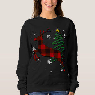 Red Plaid Reindeer Buffalo Deer Family Pajama Chri Sweatshirt
