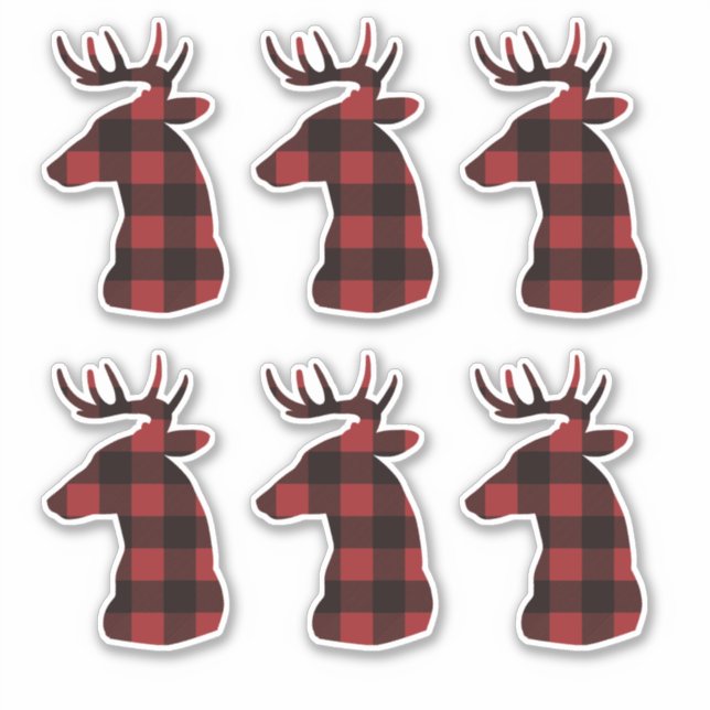 Red Plaid Reindeer Decal Stickers (Front)
