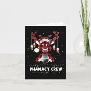 Red Plaid Reindeer Pharmacy Crew Christmas Card