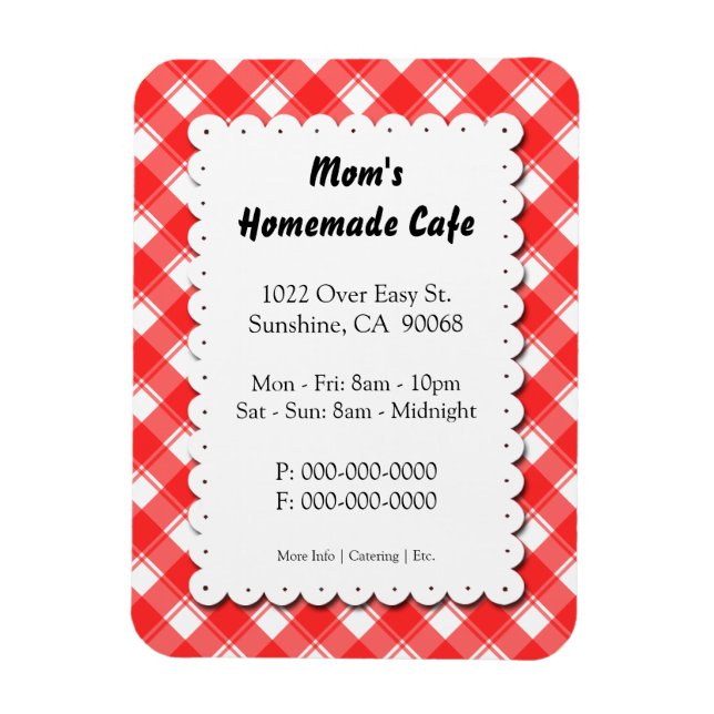 Red Plaid Restaurant Business Magnet (Vertical)