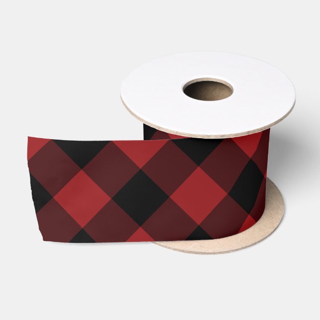 Red Plaid Ribbon Satin Ribbon (Spool)
