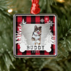 Red Plaid Rustic Pine Trees Dog Bone Pet Photo
