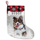 Red Plaid Rustic Pine Trees Dog Bone Pet Photo