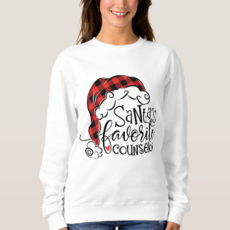 Red Plaid Santas Favourite Counsellor Santa Hat Ch Sweatshirt