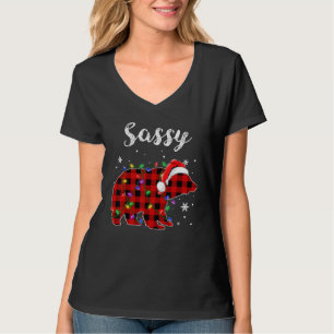 Red Plaid Sassy Bear Buffalo Matching Family Pajam T-Shirt