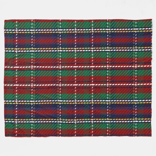 Red Plaid Scottish Rustic Flannel Print Fleece Blanket (Front (Horizontal))