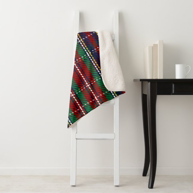 Red Plaid Scottish Rustic Flannel Print  Sherpa Blanket (In Situ)