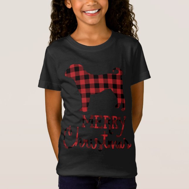 Red Plaid Shar Pei Lover Christmas Matching Family T-Shirt (Front)