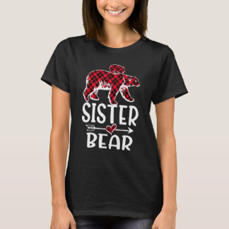 Red Plaid Sister Bear Matching Buffalo Pajama T-Shirt