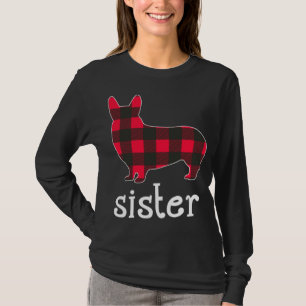 Red Plaid Sister Corgi Christmas Matching Family P T-Shirt