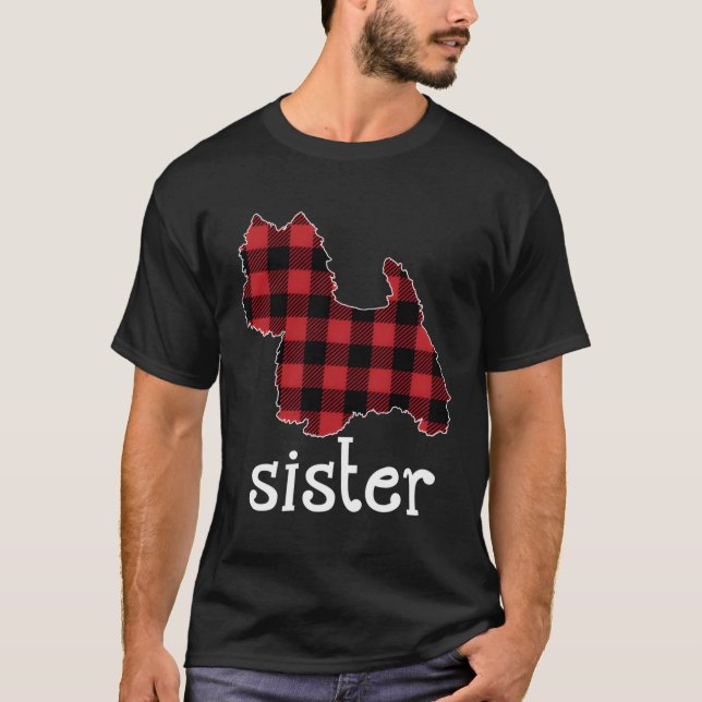 Red Plaid Sister Westie Dad Matching Family Pajama T-Shirt (Front)