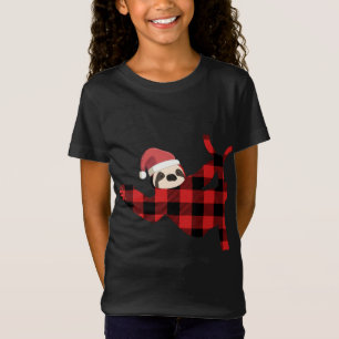Red Plaid Sloth Pajama Family Buffalo Christmas T-Shirt