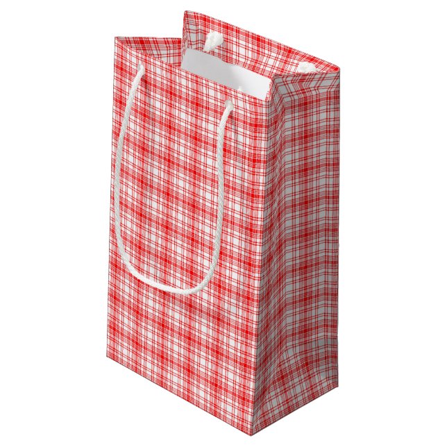 Red Plaid Small Gift Bag (Back Angled)