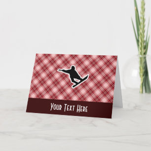 Red Plaid Snowboarding Card