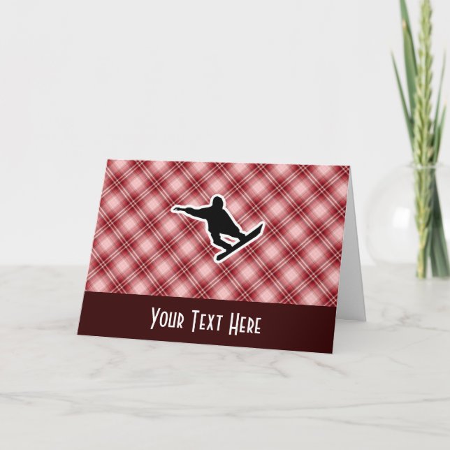 Red Plaid Snowboarding Card (Front)