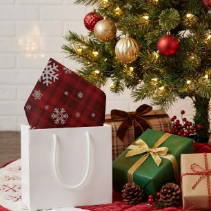 Red Plaid Snowflake Christmas Tissue Paper