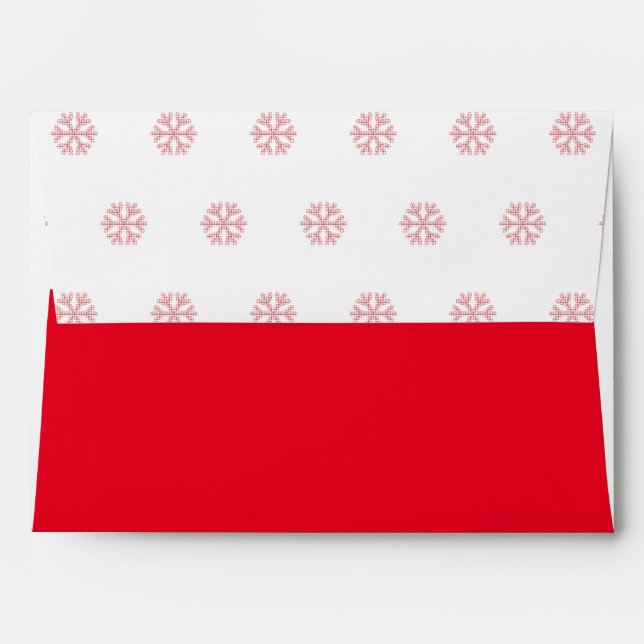 Red Plaid Snowflakes Pattern Envelope (Back (Top Flap))