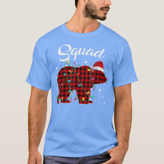 Red Plaid Squad Bear Matching Buffalo Pajama T-Shirt