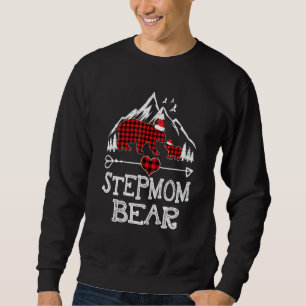 Red Plaid Stepmom Bear  Matching Pajama Family Sweatshirt