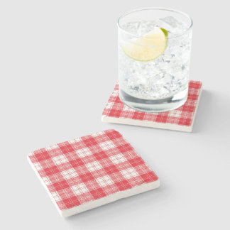 Red Plaid  Stone Coaster