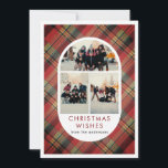 Red Plaid Tartan Arch 3 Photo Collage Christmas Holiday Card<br><div class="desc">Celebrate a cosy holiday with this classic red plaid design featuring a modern arch-shaped 3-photo collage and elegant serif typography. Easily personalise with your family name for a warm,  rustic,  and timeless Christmas greeting that everyone will cherish.</div>