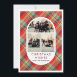 Red Plaid Tartan Arch 3 Photo Collage Christmas Holiday Card<br><div class="desc">Celebrate a cosy holiday with this classic red plaid design featuring a modern arch-shaped 3-photo collage and elegant serif typography. Easily personalise with your family name for a warm,  rustic,  and timeless Christmas greeting that everyone will cherish.</div>