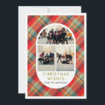 Red Plaid Tartan Arch 3 Photo Collage Christmas Holiday Card<br><div class="desc">Celebrate a cosy holiday with this classic red plaid design featuring a modern arch-shaped 3-photo collage and elegant serif typography. Easily personalise with your family name for a warm,  rustic,  and timeless Christmas greeting that everyone will cherish.</div>